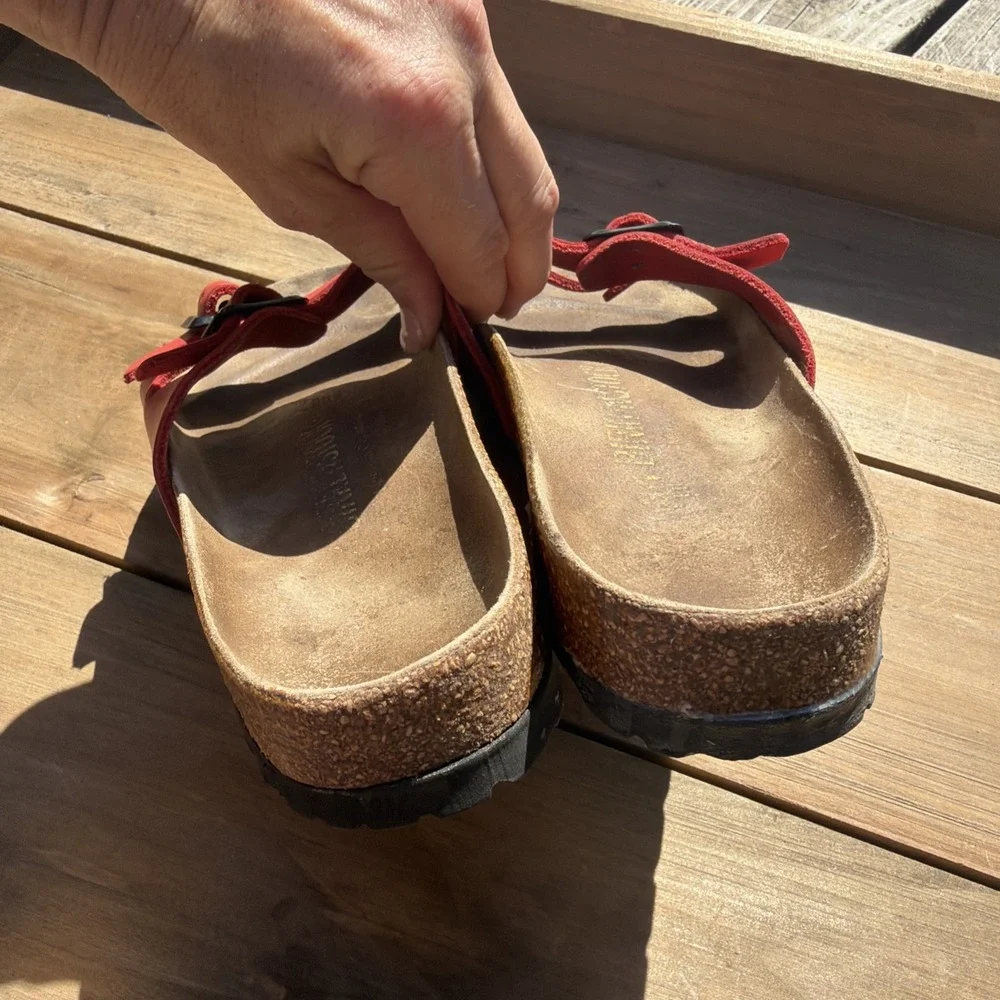 VINTAGE Birkenstock Ibiza Leather Double Strap Sandals RED 36 Women